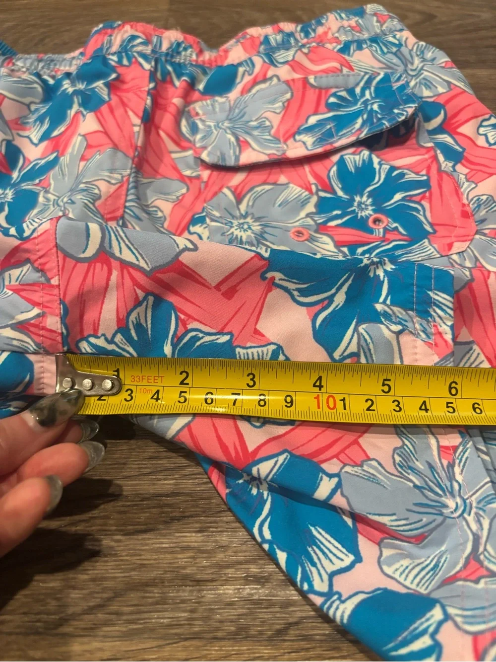 Vineyard Vines Chappy Swim Trunks Boys M 12 14 Pink Blue Hibiscus Floral